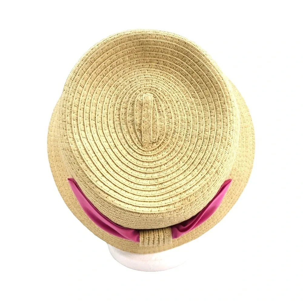 David And‎ Young Women's Straw Panama Pink Band Hat, One Size